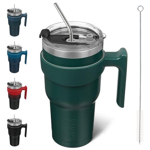 BJPKPK Tumbler With Handle And Straw 30 oz Insulated Tumbler With Lid Stainless Steel Coffee Cups Travel Mug,Army Green