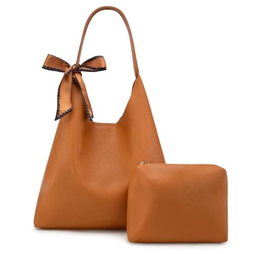 Montana West Slouchy Hobo Bag for Women Designer Shoulder Purses and Handbags with Scarf Christmas Gift Brown MWC2-573BR