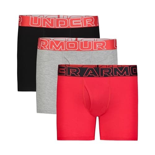 Under Armour Boy's Multipack Performance Cotton Boxerjock Brief, Lightweight & Smooth Stretch Fit, Red/Gray, Small