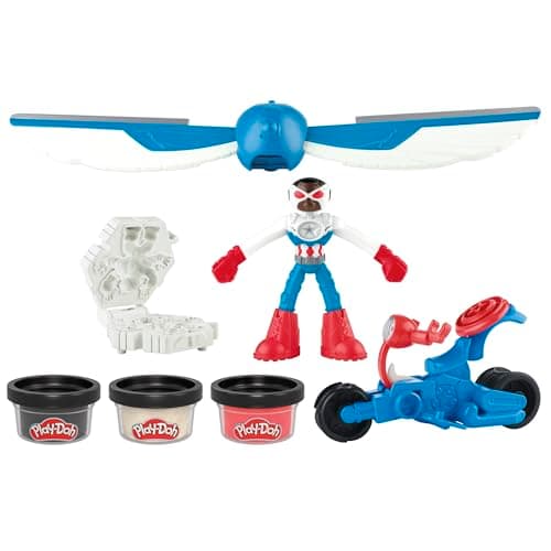 Play-Doh Marvel Captain America Moto-Slicer Playset with Bendy Action Figure, 3 Accessories, Imagination Toys for Kids 4 Years & Up