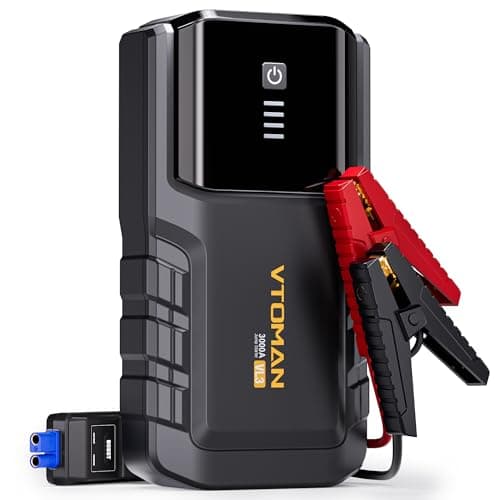 VTOMAN VL3 Jump Starter Upgraded with LiFePO4 Battery, 3000A Portable Car Battery Booster for Up to 7.0L Gas and 5.0L Diesel Engines, 12V Jump Box with LED Flashlight, Jumper Cable, Storage Bag