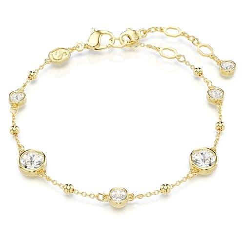Swarovski Imber Bracelet, Clear Round-Cut Crystals in a Gold-Tone Finished Setting, Part of the Imber Collection