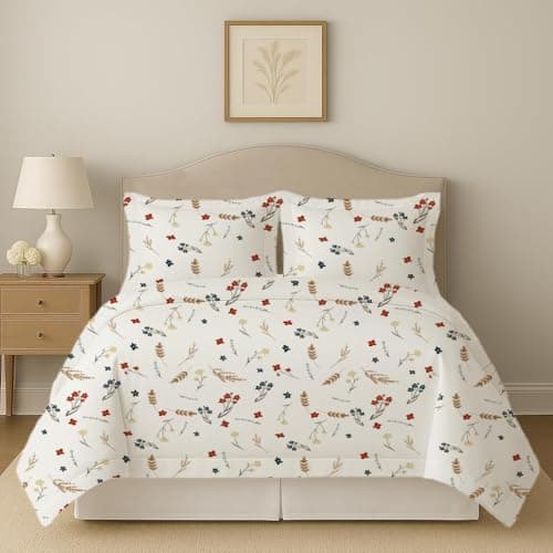 eBeddy Linens Luxury Printed Duvet Cover Set California King 104x98 Size Egyptian Cotton Luxury Soft & Breathable Duvet Cover with Zipper Closure & Corner Ties, Flower Print