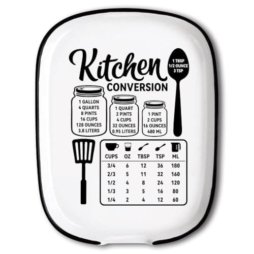 ANATTASOUL Ceramic Spoon Rest for Stove Top Unit Conversion Pattern 4.52"x5.9" Large Spoon Holder, Heat Resistant Utensil Holder Kitchen Counter Decor for Cooking Lover, Housewarming Gift