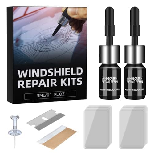 LOMEEN Windshield Repair Kit, Car Windshield Chip Repair Kit, Nano Glass Crack Repair, Auto Glass Crack Chip Quick Fix Tools, Bulls-Eye and Star-Shaped Crack-2 Bottles