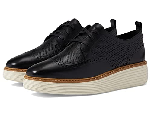Cole Haan Women's Originalgrand Platform Wingtip Oxfords, Black/Ivory, 10-B US