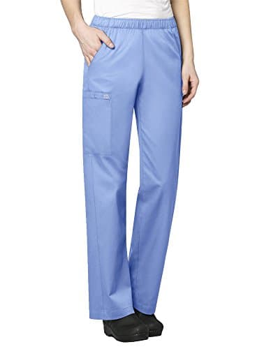 Wink WonderWORK Women's Pull-On Cargo Scrub Pant, Ceil Blue, 2XS PET