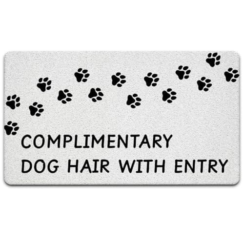 JINYO Dog Door Mat, Complimentary Dog Hair with Entry Funny Door Mat Indoor Outdoor Entrance Entryway Porch, Dog Welcome Mats, Puppy Paws Bath Mats for Bathroom, 17x30 Inch