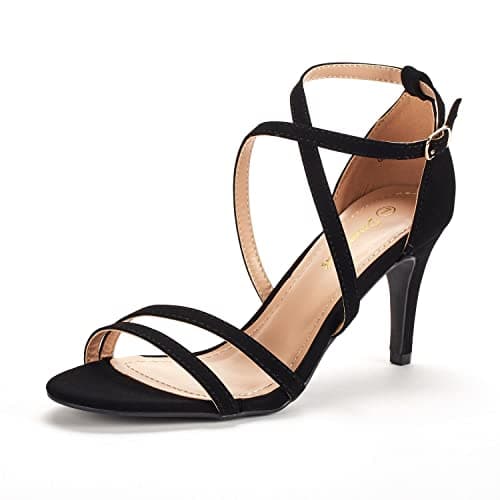 DREAM PAIRS Women's Fashion Stilettos Open Toe Pump Heel Sandals,Size 6,Black/Nubuck,GIGI