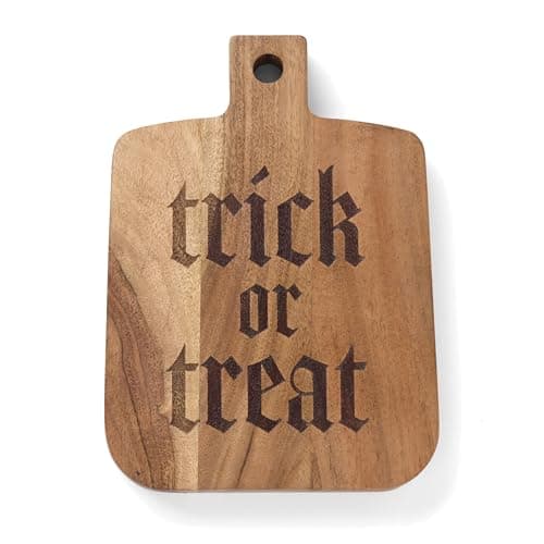 Oneida Serveware, Trick-or-Treat Cheese Board, Made of Acacia Wood, Cheese Server, Halloween Decor Indoor, Perfect For Halloween Party, Fall Decor for Home, Hand Wash Only (1 Piece, 9.6 x 6.8-inch)