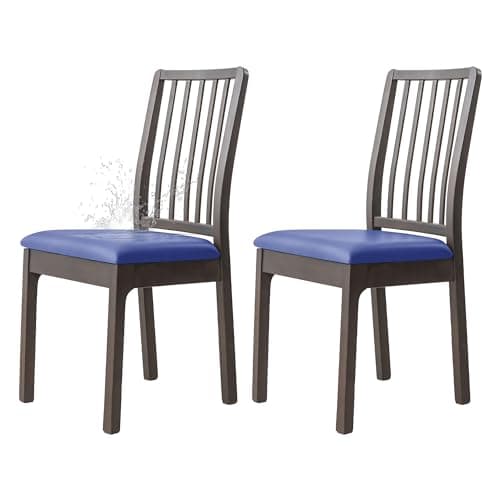 Dimatic Chair Seat Covers Set of 2, PU Leather Waterproof Seat Covers, Stretch Chair Cover for Dining Room Chair Protector Slipcover for Kitchen, Living Room, Pets (Navy Blue)