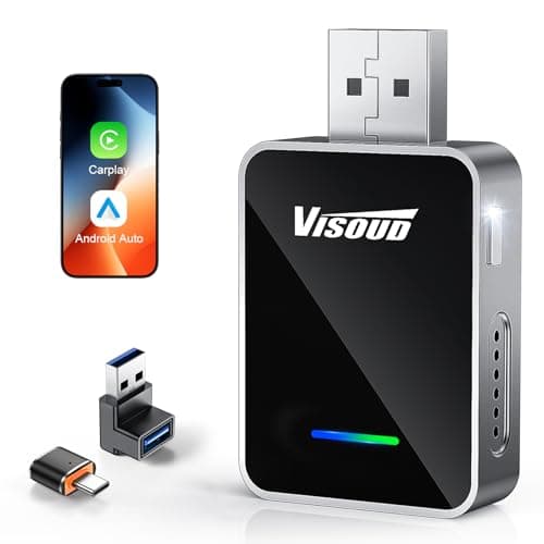Visoud 2-in-1 Wireless CarPlay & Android Auto Adapter, One-Click User Switching, Converts Wired to Wireless, Fit with iOS 10+ and Android 11+, Plug & Play, Supporting USB A & Type-C