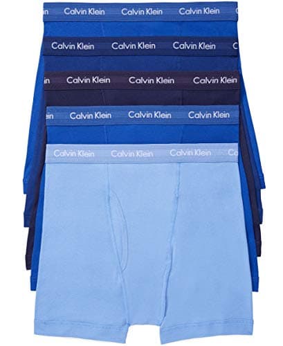 Calvin Klein Men's Cotton Classics 5-pack Boxer Brief, 2 Mazarine Blue, 1 Periwinkle, 1 Dark Night, 1 Evening Blue, Medium