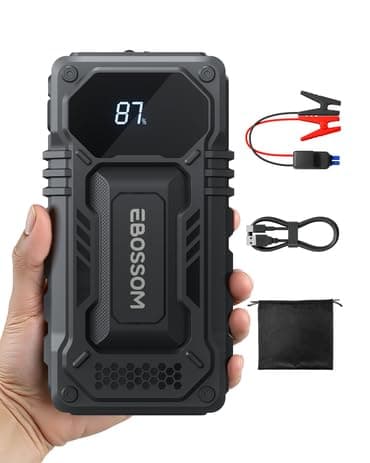 2026 New Portable Car Battery Jump Starter,12000mAh Battery Jump Box,44.4Wh Vehicle Jump Booster with Smart Jumper Cables,LED Light Emergency Car Kits for Vehicles,Arrancador Ae Batería