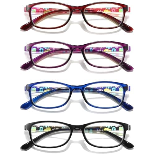 RaoOG Reading Glasses for Women 1.0 Blue Light Blocking Computer Readers, Flexible Eyeglasses Anti Eyestrain/Glare/UV(4 Pack)