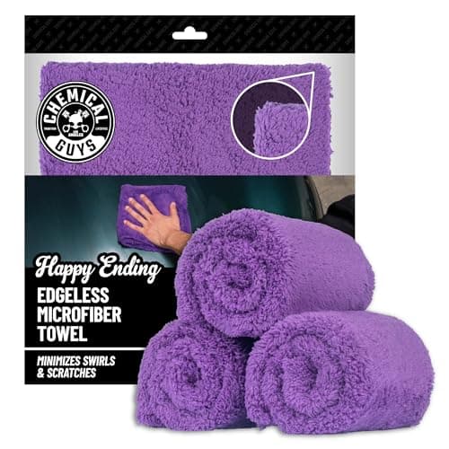 Chemical Guys MIC34803 Happy Ending Ultra Plush Edgeless Microfiber Towel, Purple (16" x 16")