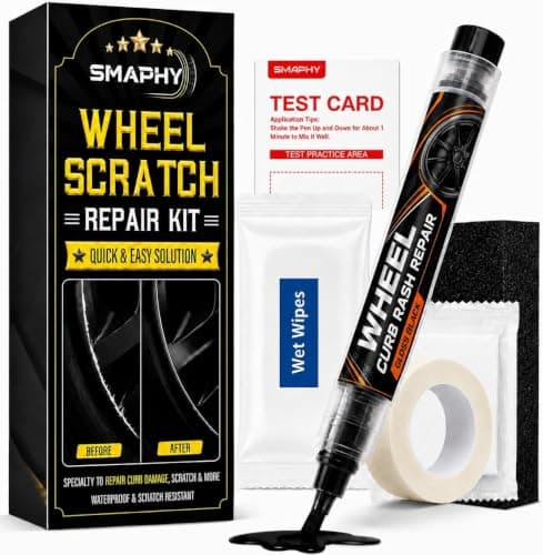 SMAPHY Wheel Scratch Repair Kit, High Gloss Black Rim Paint Pen-Curb Rash
