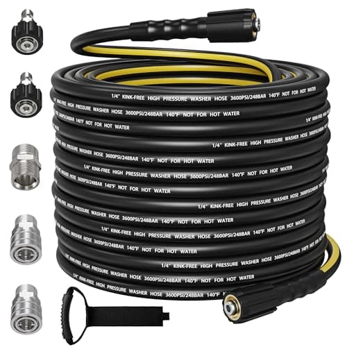 Pressure Washer Hose 1/4 (Black Yellow, 50FT with accessories)