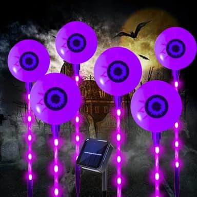 Taoushuleng Solar Halloween Eyeball Pathway Lights, Halloween Eyeball Stake Lights Set of 8 Modes for Yard Lawn Patio Walkway Party Decor Purple