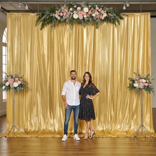 Gold Sequin Backdrop Curtain Panels 30x10ft for Party,Rich Gold Smooth Non Shedding Glitter Drapes,Shimmer Stretch Backdrop for Weddings Birthdays Parties Photography,6 Panels(5x10FT Each)