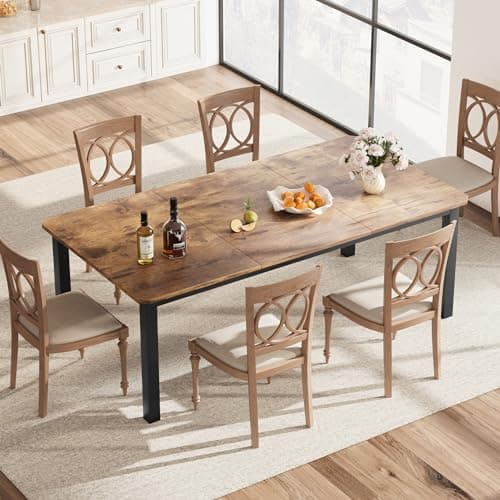 GAOMON 78 Inch Long Kitchen Table for 6-8, Dining Room Table for Kitchen Living Room, Large Dinner Tables, Industrial Indoor Restaurant Tables with Sturdy Metal Frame(Only Table) (Brown)