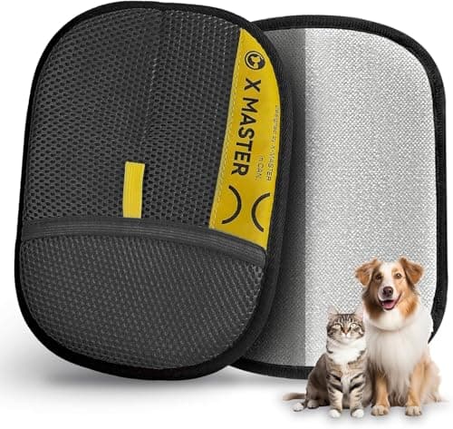 ZOOFLUX 2 Pack Pet Hair Grooming Gloves – Upgraded Mesh + Brush Fabric, Washable Electrostatic Pet Hair Remover for Dogs & Cats – Reusable Glove for Carpet, Furniture, Clothes (Black)