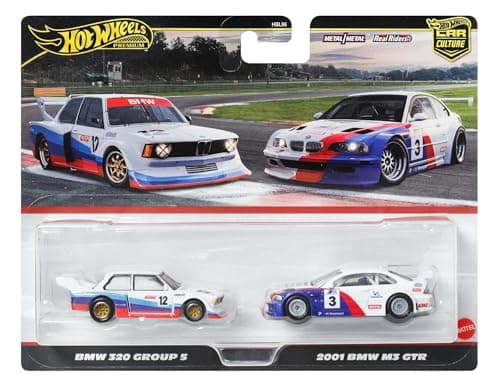 Hot Wheels Premium Car Culture 2-Pack Vehicles in 1:64 Scale Varied Combinations, Real Riders Tires, Metal/Metal Chassis, Toy for Collectors, JBK99