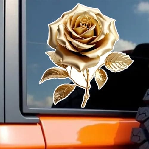 2-Pack Brilliant Rose Flower Vinyl Car Decals for Windows, Bumper, Waterproof Exterior Decorative Accessories, Blocking Scratches Stickers, Indoor & Outdoor Use, Home Life Decoration Decal (2BZ225)