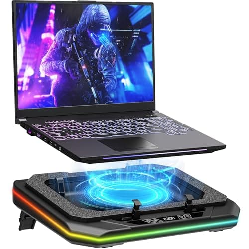 Mountory RGB Laptop Cooling Pad for 13-19", Max 3500RPM Gaming Laptop Cooler, Laptop Fan Cooling Pad Touch Switch to Control Speed, Powerful 4.72 Inch Turbo Fan