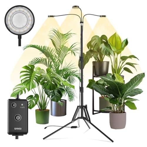 SANSI Grow Lights for Indoor Plants, Dimmable 30W Plant Lights for Indoor Growing, 3 Head 35"-65" Adjustable Tripod Stand Plant Grow Light Indoor Auto On/Off Timer Led Grow Lights for Indoor Plants