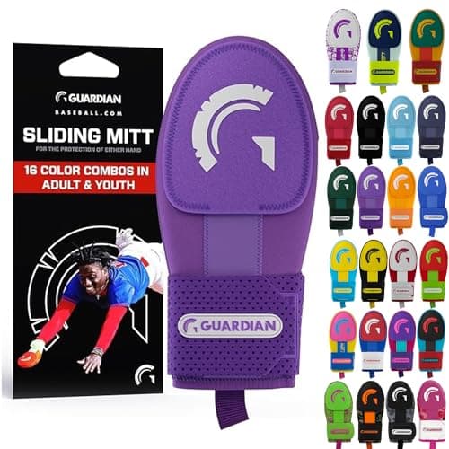 Guardian Baseball Sliding Mitt - Youth and Adult Sizes - Sliding Glove for Baseball - Elastic Compression Strap (Purple)