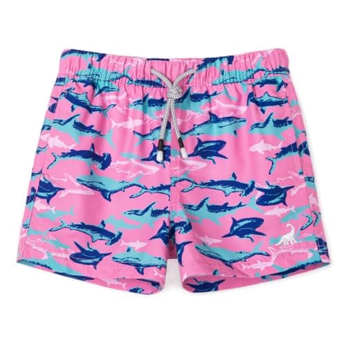 SURF CUZ Boys Swim Trunks Toddler Swim Shorts UPF 50+ Bathing Suit for Boy Swimsuit Mesh Swimwear Quick Dry Beach Board Shorts Pink Sleep Shark 4T