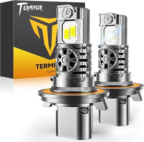 Termitor Brightest H13/9008 LED Bulbs, 10X Brighter 50,000LM, 85K+ Hours Service Life, 6500K Cool White, IP68 Waterproof, 1:1 OEM Size, 3 Minute Installation, Pack of 2