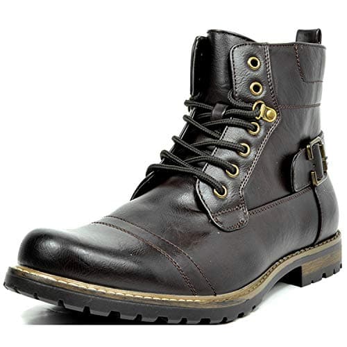 Bruno Marc Men's Motorcycle Combat Boots Casual Zipper Biker Boot, Dark Brown, Size 10 M US, PHILLY-5
