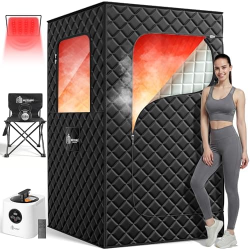 MUTAMA Sauna Box, 3L Portable Steam Sauna Tent for Home & Indoor Use, 1400w Personal Sauna Pod, Remote Control, Folding Chair, 15 Levels, 99-Min Timer,32" x 32" x 71"