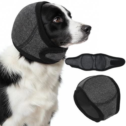 Quilax Dog Ear Muffs Noise Protection, Swimming Waterproof Dog Ear Caps, DogEar Covers for Bath(3 Size, Gray)(L)