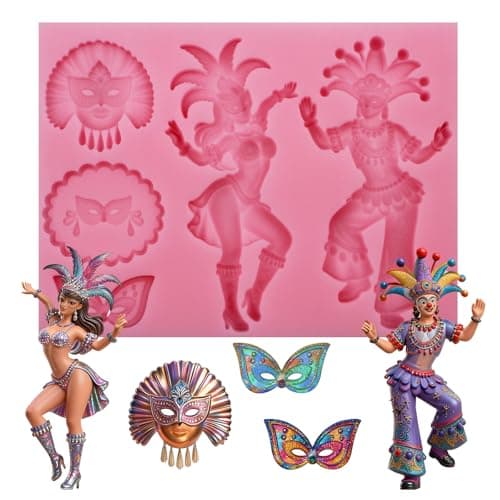 Masquerade Mask Silicone Mold Mardi Gras Fondant Mold for Party Cake Decoration Cupcake Toppers Polymer Clay Crafts