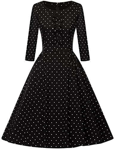 GownTown Vintage Dresses 3/4 Sleeves Bowknot Dress Homecoming Cocktail Dress