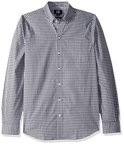 Cutter & Buck Men's Wrinkle Resistant Tailored Fit Long Sleeve Button Down Shirt Shirt, Liberty Navy Gingham, Small