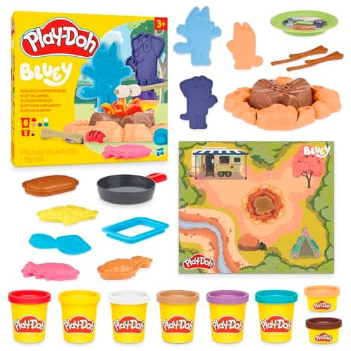 Play-Doh Bluey Goes Camping Playset with Campfire Themed Tools, Kids Arts and Crafts Toys for Girls and Boys 3 Years & Up (Amazon Exclusive)