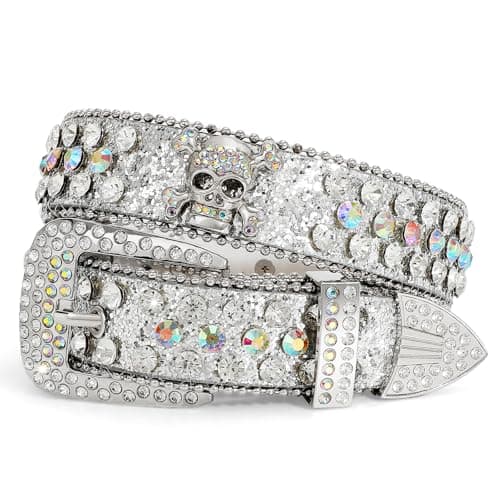 Balteus Sparkly Rhinestone Diamond Sequin Studded Belt for Men & Women - Western Cowgirl Cowboy Style