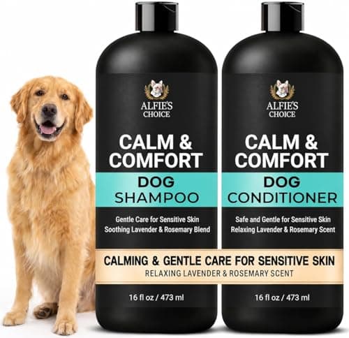 ALFIE'S CHOICE Dog Shampoo for Dry Itchy Skin | Calm & Comfort Shampoo and Conditioner Set | 16 fl oz Each | Lavender, Rosemary & Vitamin E | for Sensitive Skin & All Breeds