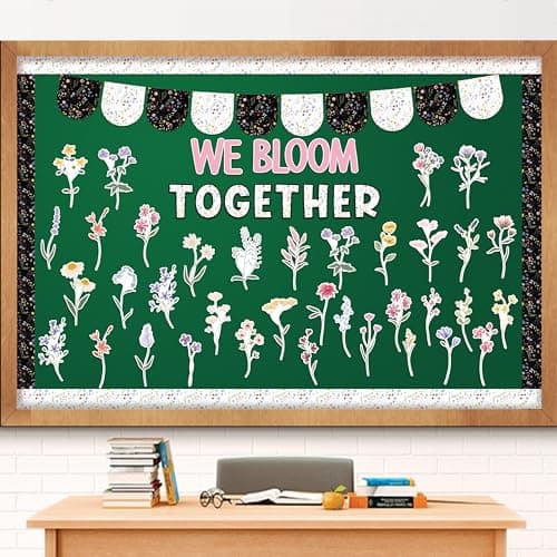 CPicdn 125Pcs Back to School Flower Bulletin Board Classroom Decoration Set, Wild Flower Cutouts Border Trims Floral Banner Welcome Back to School Classroom Chalkboard Supplies Wall Door Decor