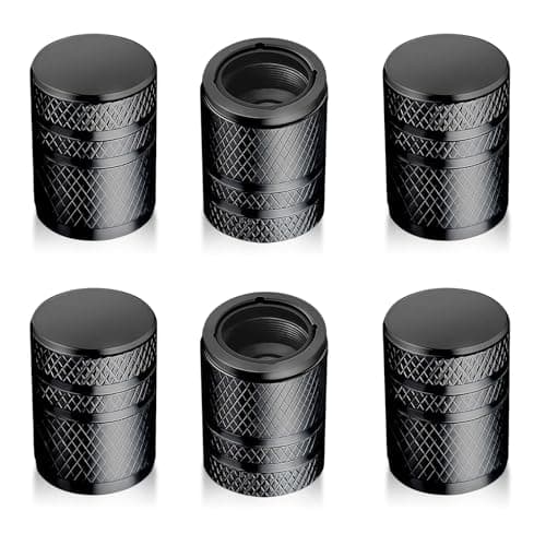 houlishu 6 Pcs Tire Valve Stem Caps - Metal Air Caps Tire Caps Leak-Proof, Universal Fit for Cars, Motorcycles, Bikes, Trucks (Black)