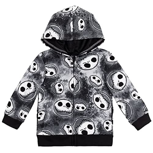 Disney Nightmare Before Christmas Jack Skellington Little Boys Fleece Zip Up Hoodie Tie Dye Black 6