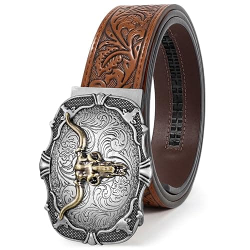 BELTROAD Western Ratchet Belts for Men Women Cowboy Belt Western Leather Ratchet Men's Slid Belt Gift, Cut for Fit