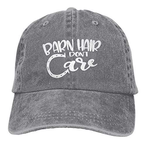 KKMKSHHG Barn Hair Don't Care Baseball Cap, Adjustable Vintage Cotton Denim Dad Hat for Women and Men (Barn Hair Don't Care Grey, One Size)