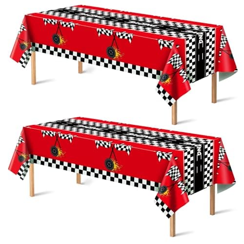 Race Car Birthday Party Decorations - 2PCS Racing Car Disposable Plastic Tablecloth | Race Car Table Cover Racing Car Theme Party Favors Decorations for Boys Baby Shower Home