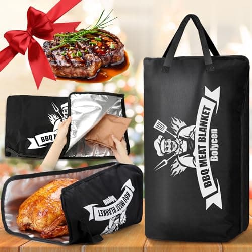 Upgraded BBQ Blanket for Resting Meat - Air Fryer Kitchen Camping Baking Party Essential -Smoker Accessories Brisket Blanket - Insulated Meat Resting Bag with Wide Mouth for Steak/ Pork Shoulder/ Turkey - Birthday Anniversary BBQ Accessories Grilling Gifts for Men Dad Husband(Black, 21inch) (Black, 21inch)