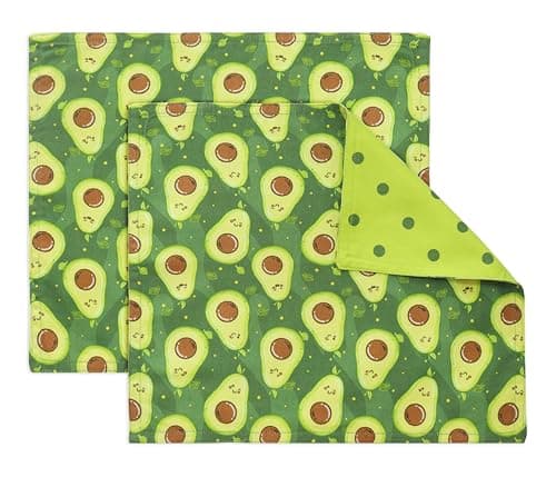 PurpleEssences Reusable Cloth Placemats | Reusable, Eco-Friendly | 15"x13", 2-ply, Thick, Absorbent, Machine Washable | Set of 2 Placemats - Avocado